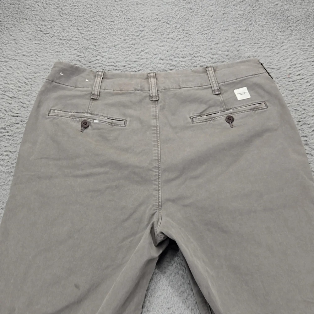American Eagle Pants Mens 32x32 Gray Thrashed Chino Straight Leg Flex Mid Rise - Picture 4 of 11